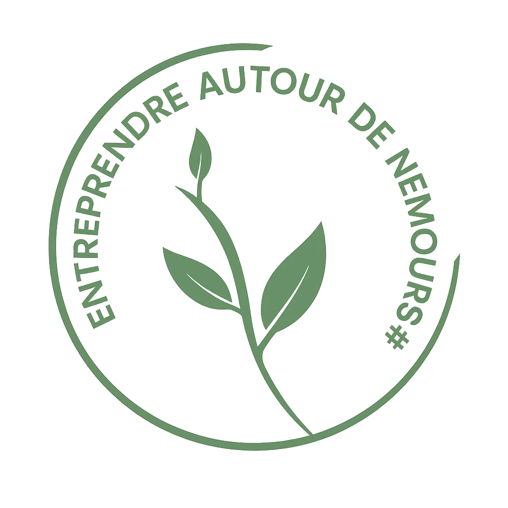 logo de entreprendre autour de nemours, feuille qui pousse